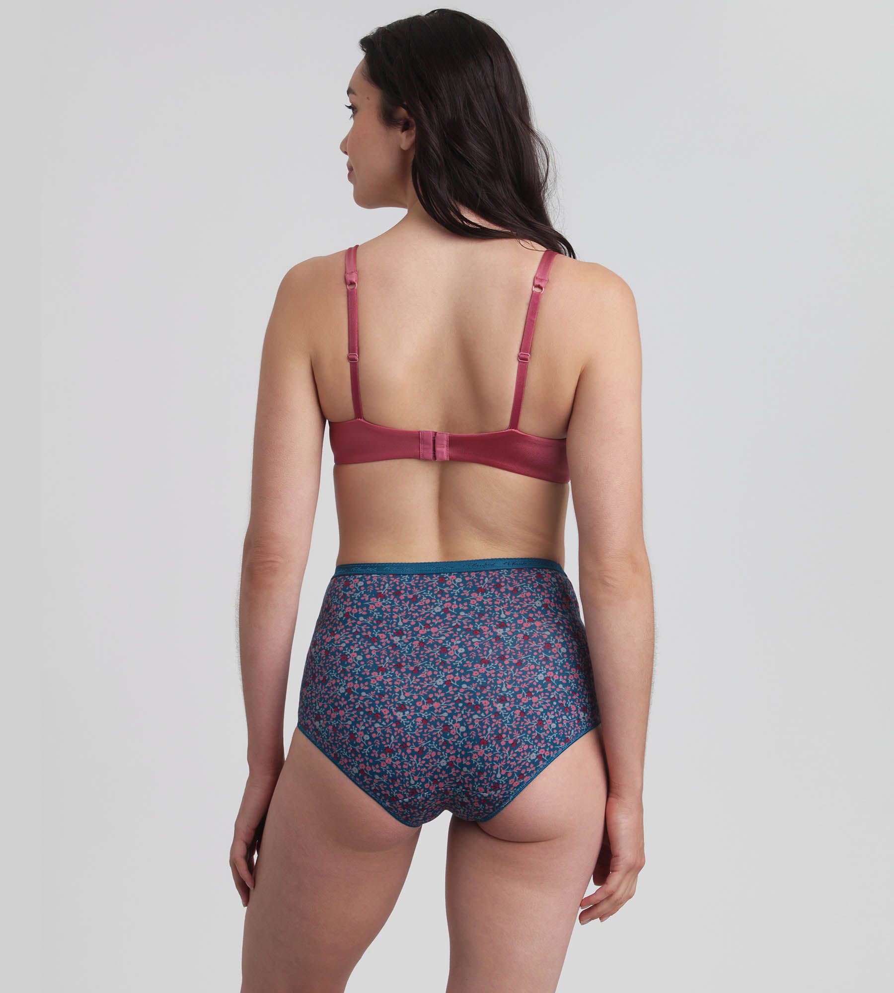 Playtex® Lot de 3 culottes taille haute rouge carmin, imprimé bleu et vert pin Coton Bio