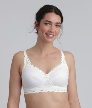 Soutien-gorge blanc sans armatures Cœur Croisé Coton Bio
