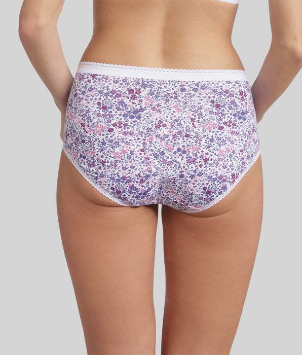 Playtex® Lot de 3 culottes hibiscus, blanc et imprimé fleuri violet Cotton Stretch