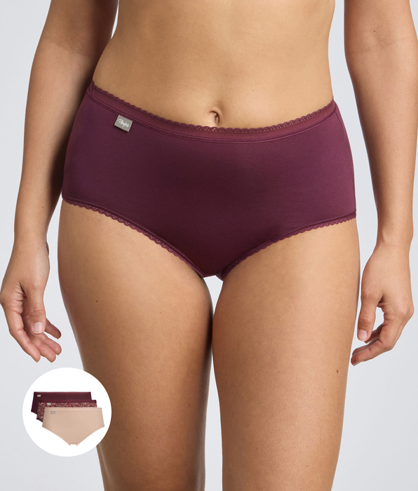 Playtex® Lot de 3 culottes violet, beige, imprimé fleuri Cotton Stretch