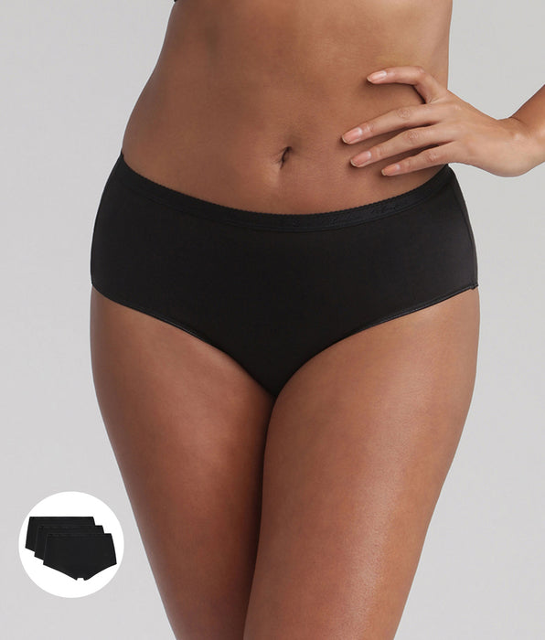 Playtex® Lot de 3 culottes noires Coton Bio