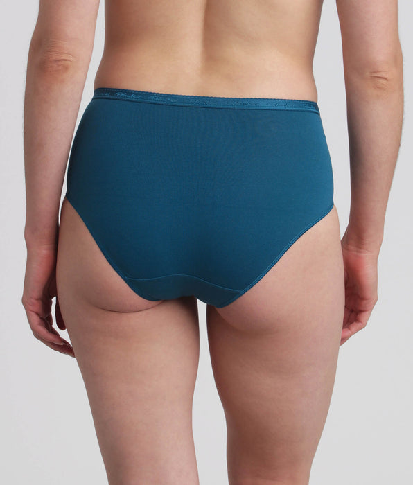 Playtex® Lot de 3 culottes taille midi rouge carmin, imprimé bleu et vert pin Coton Bio