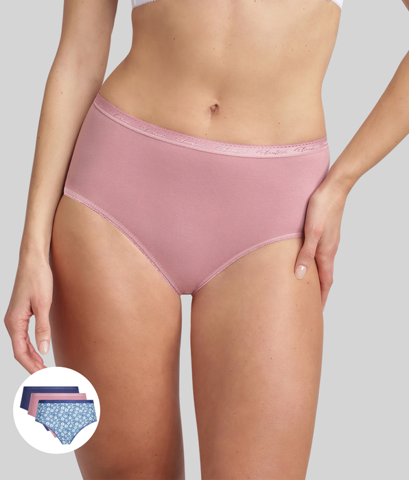 Playtex® Lot de 3 culottes bleu cobalt , imprimé azur, rose orchidée Coton Bio