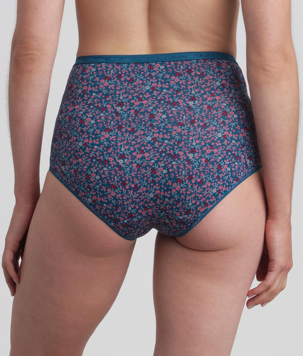 Playtex® Lot de 3 culottes taille haute rouge carmin, imprimé bleu et vert pin Coton Bio