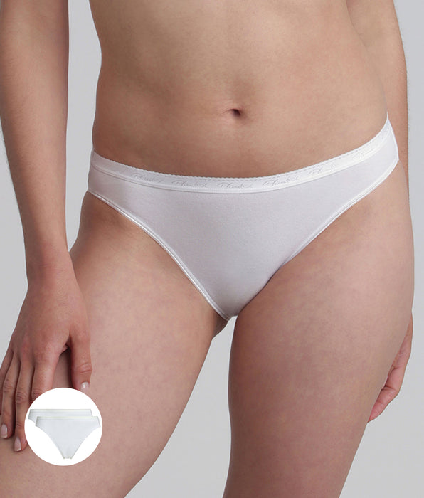 Playtex® Lot de 2 culottes échancrées blanches Coton Bio