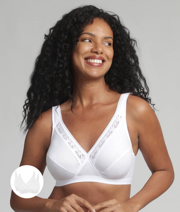 Playtex® Lot de 2 soutiens-gorge sans armatures blancs Coeur Croisé Coton