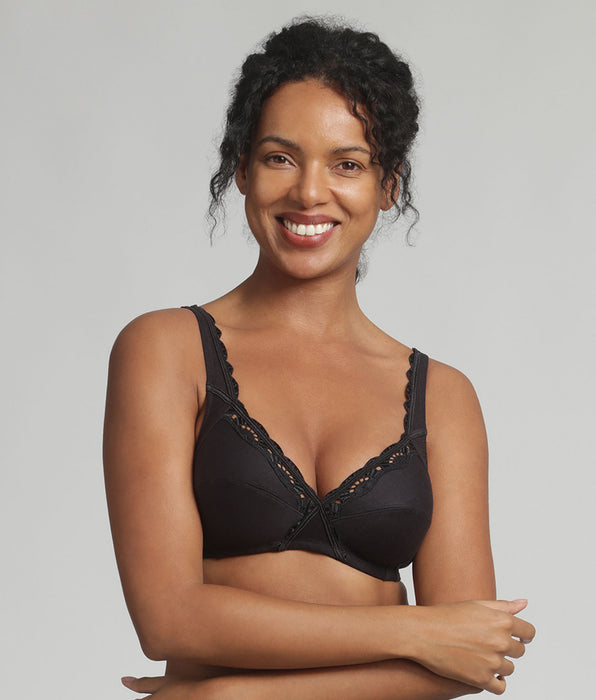 Playtex® Soutien-gorge sans armatures en coton noir Cœur Croisé Coton